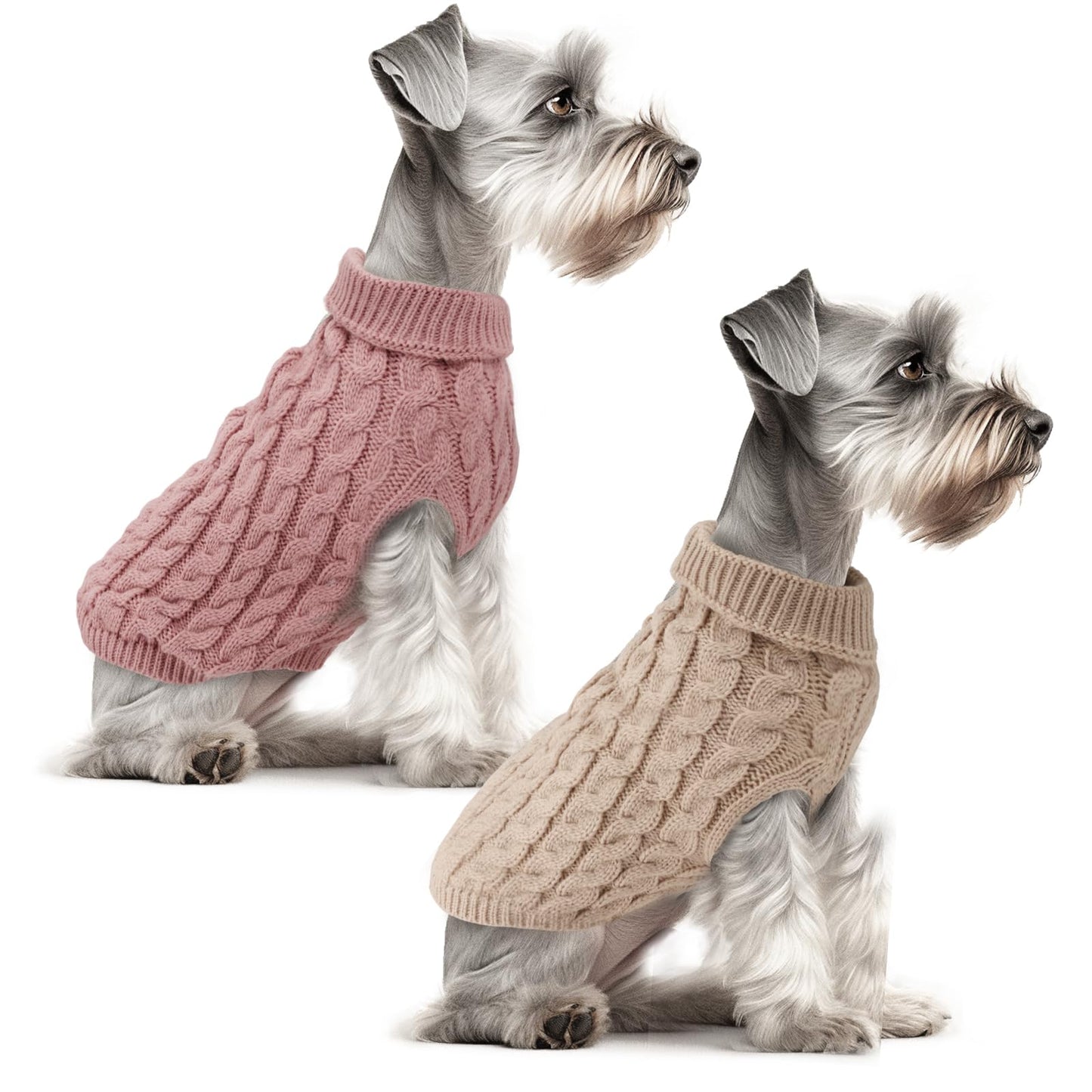Fiohiros Dog Jumpers Knitted Turtleneck, Warm Winter Dachshund Jumper Cute, Apparel Puppy Twist Striped Vest Dog Clothes for Dogs Cats