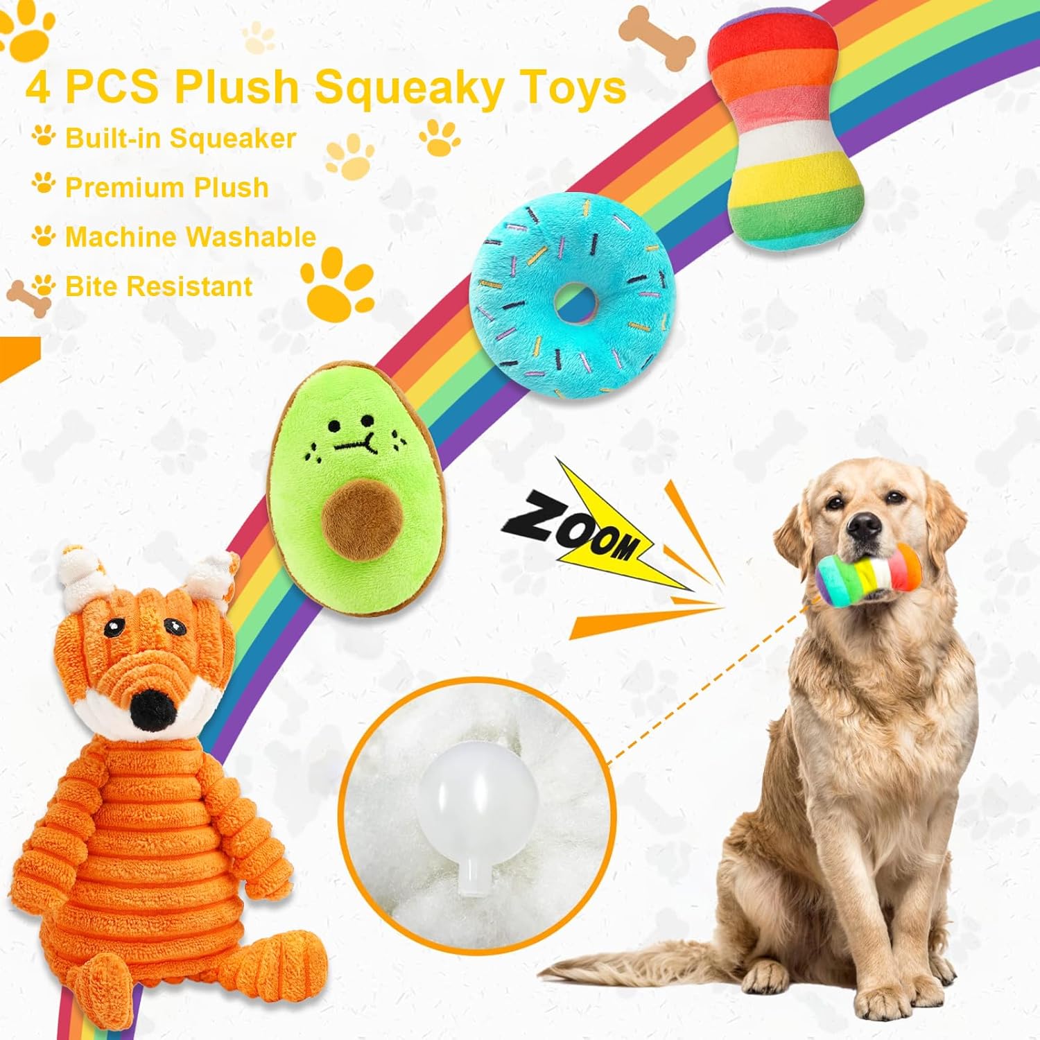 Dog Chew Toys Pet Supplies HISANDUK Dog Squeaky Plush Toy, Soft