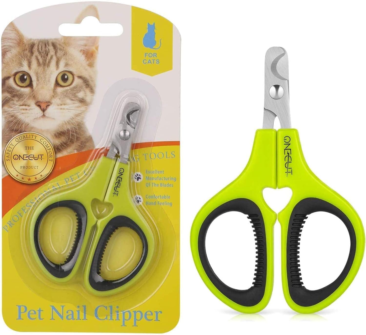 OneCut Pet Nail Clippers, Update Version Cat & Kitten Claw Nail Clippers for Trimming, Professional Pet Nail Clippers Best for a Cat, Puppy, Kitten & Small Dog (Pink) - Comfort Style