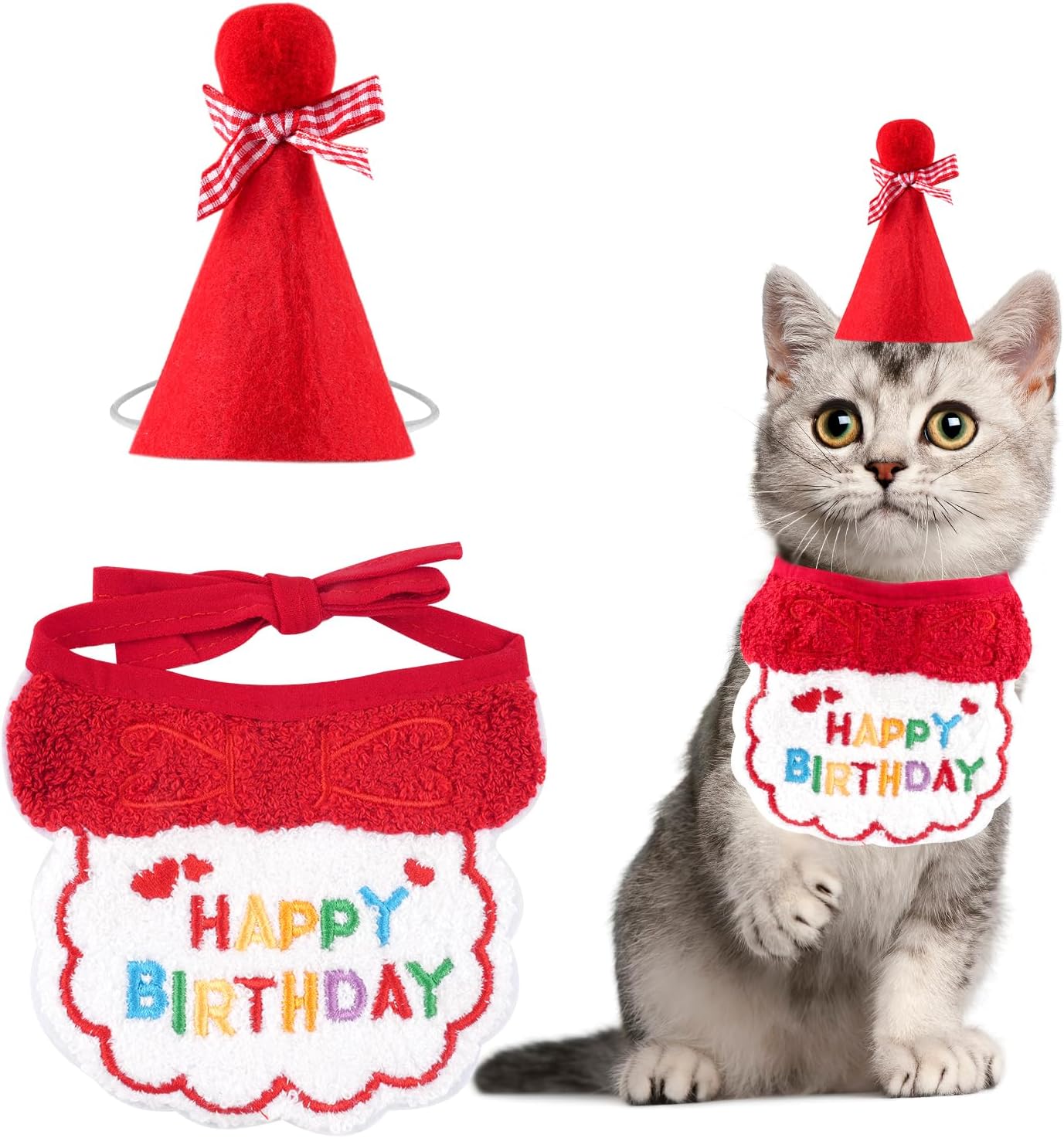 Small Dog Cat Birthday Hat Scarf Set,Cute Cat Birthday Hat,Happy Birthday Decorations,Pet Birthday Set Party Supplies (Blue) - Comfort Style