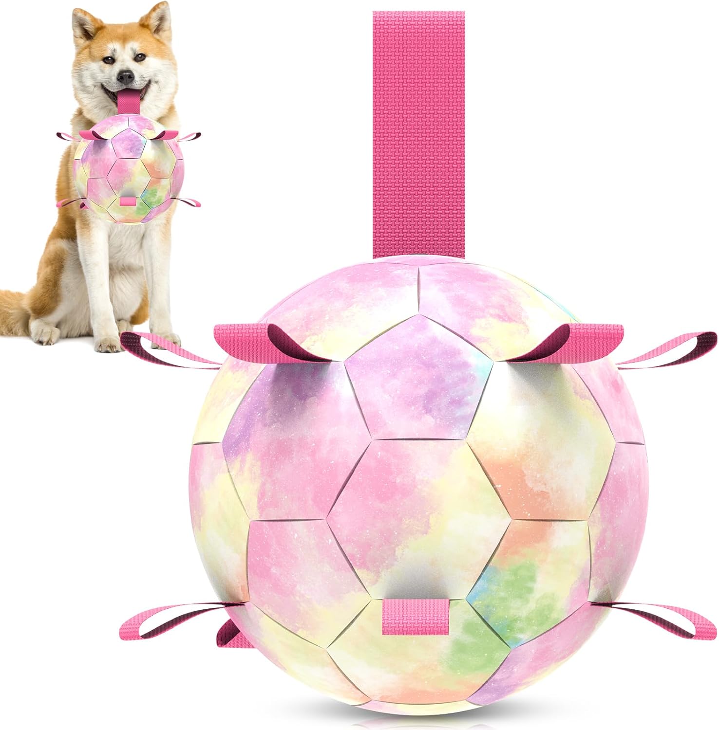 HETOO Interactive Dog Football Toys with Grab Tabs, Durable Dog Water Balls for Small Medium Breed, Indoor & Outdoor - Comfort Style