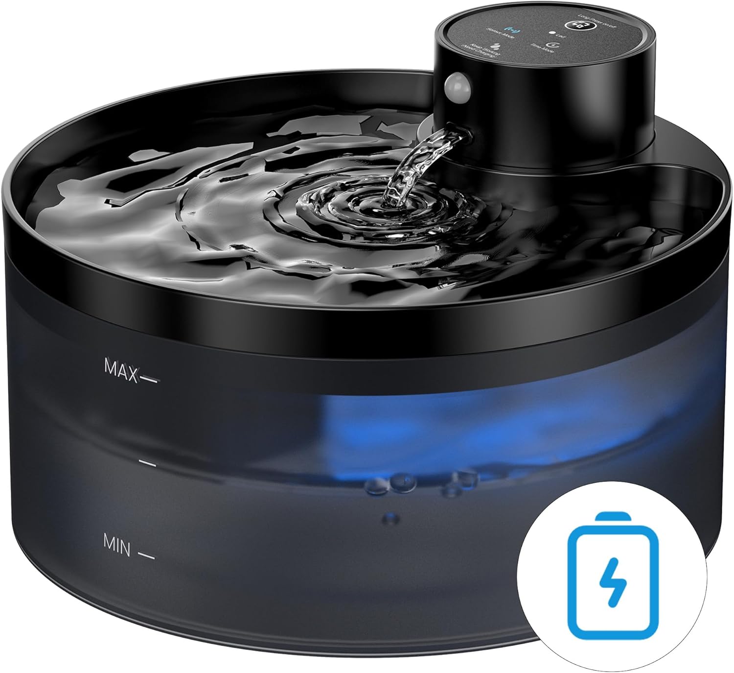 Wireless Cat Water Fountain for Drinking: 108oz/3.2L Cat Fountain Motion - Cordless Pet Water Fountain with Sensor - 4200 mAh Rechargeable Pet Water Dispenser Battery Operated - Black - Comfort Style