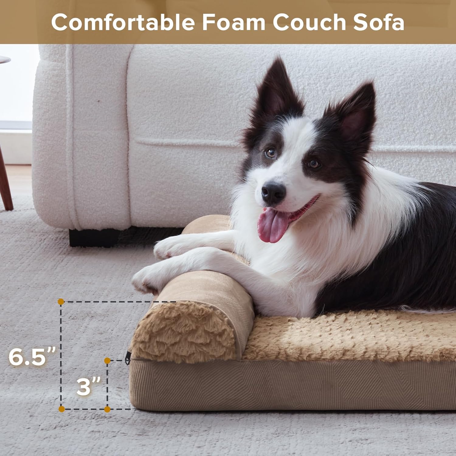 FURTIME Large Dog Bed(89 x 64cm), Orthopedic Memory Foam Dog Beds Sofa with Removable Flannel Cover, Washable Pet Bed, Good for Doberman Pinscher, Sheltie, Border Collie, Australian Herding Dog - Comfort Style