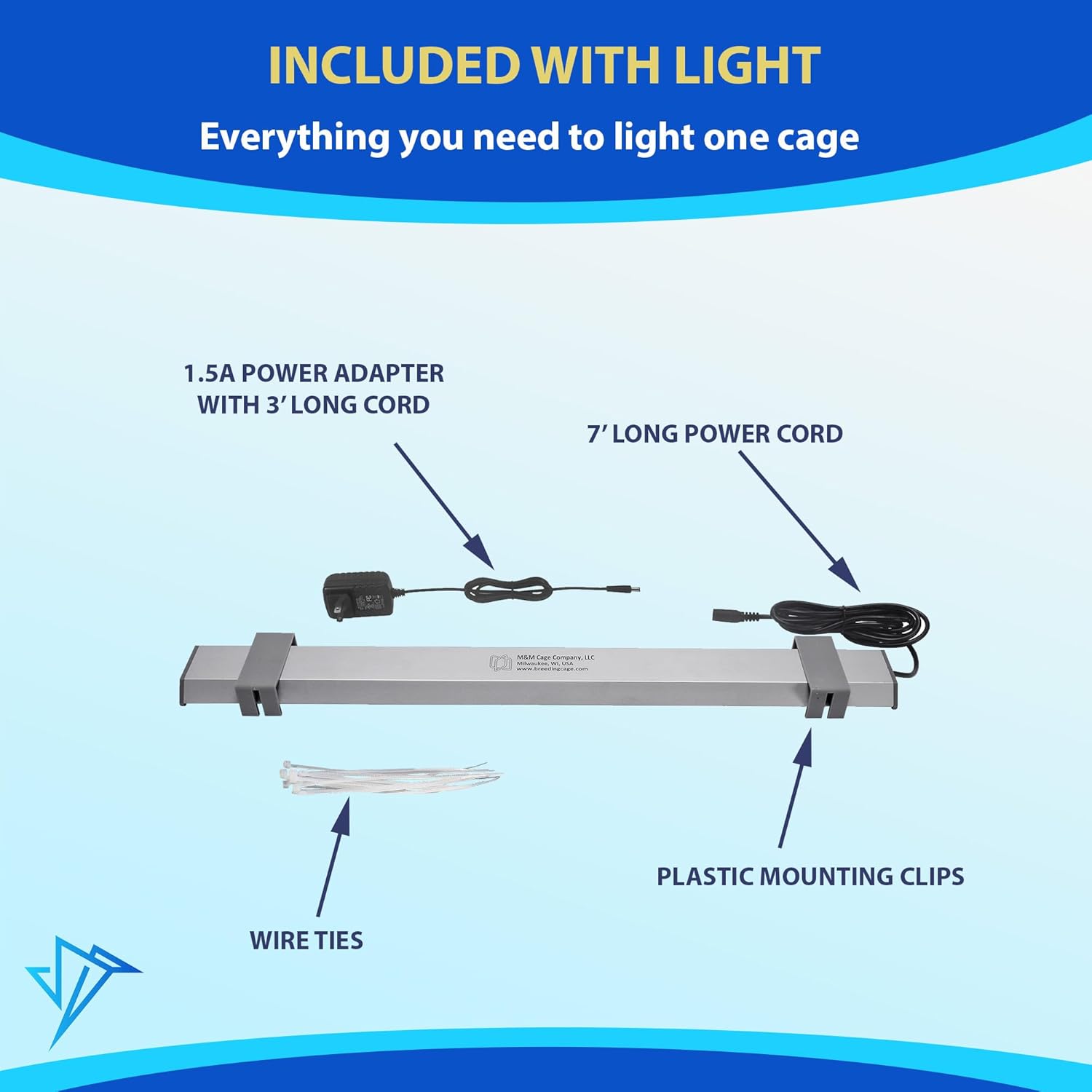 HappyBird Lighting Company - Bird Cage Light for Songbirds - Full Spectrum LED Pet Lamp - Simulates Natural Environment (46 cm Songbird Light) - Comfort Style