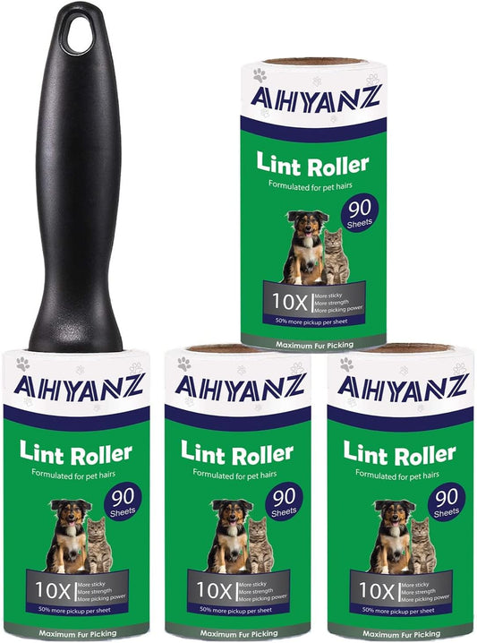 Lint Rollers Refills set 360 Sheets, Excellent Quality, Super Extra Sticky, Easy Peel 1 Roller + 4 Lint Roller, Removes Pet Hair, Fur, Fluff & Dust From All Fabrics Carpet Bed Sofa Clothes & Furniture - Comfort Style