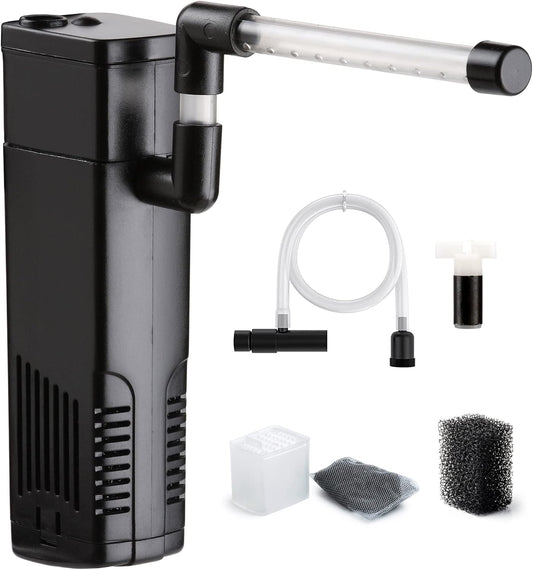 NICREW Fish Tank Filter, Internal Aquarium Filter for Small Tank, Coldwater or Tropical Aquariums, Up to 20L Black - Comfort Style