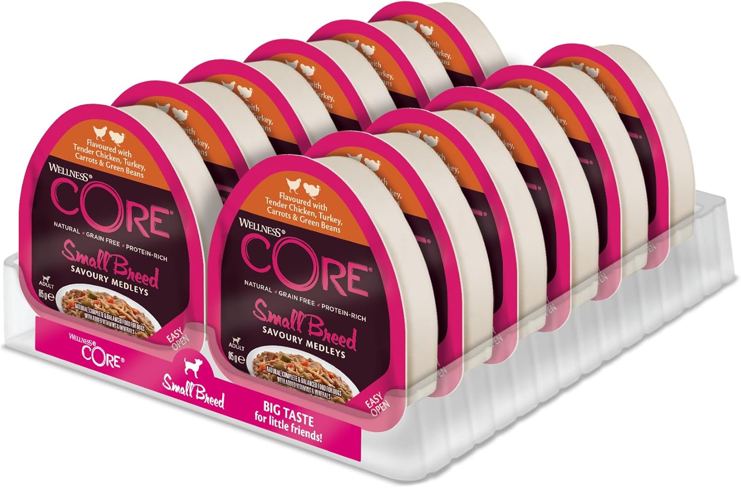 Wellness CORE Small Breed Savoury Medleys, Wet Dog Food Small Dogs, Dog Food Wet Smaller Breed, Grain Free, High Meat Content, Farmer Selection Mix, 85 G (Pack Of 6) - Comfort Style