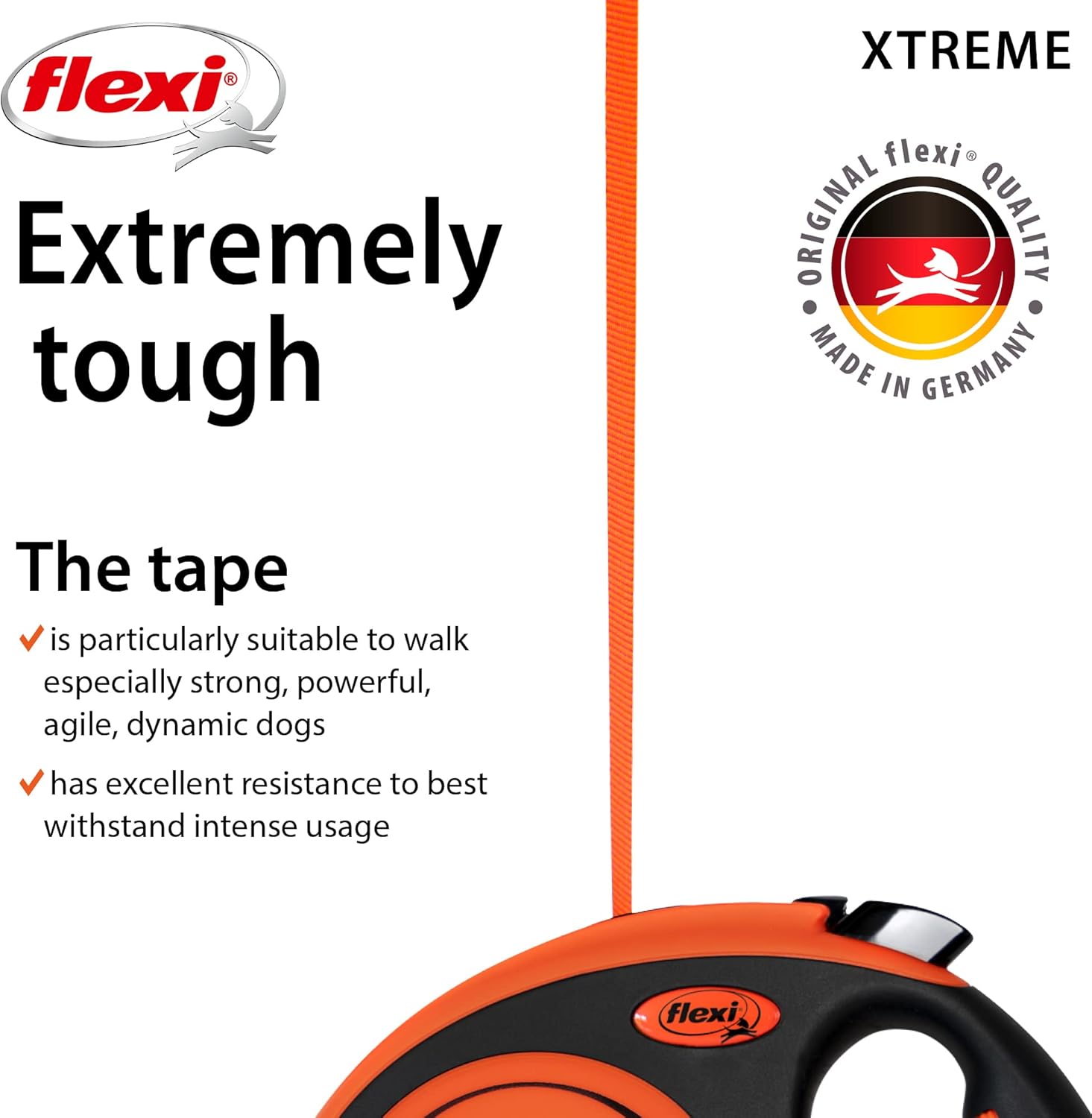 Flexi New Classic Tape Blue Large 8m Retractable Dog Leash/Lead for dogs up to 50kg/110lbs - Comfort Style