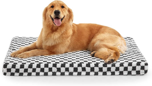 JOEJOY Orthopedic Large Dog Bed with Zipper Detachable, Memory Foam Dog Mat Mattress Washable, Dog Crate Mattress Large Dog Pillow Bed with Egg-Crate Foam for Golden Retriever, Grey/92x69x8cm - Comfort Style