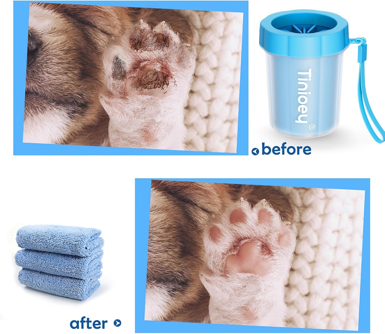 Tinioey Dog Paw Cleaner for Dogs, Dog Paw Washer Small Breed Pet Paw Cleaner Muddy Paw Cleaner, Dog Foot Washer Paw Scrubber