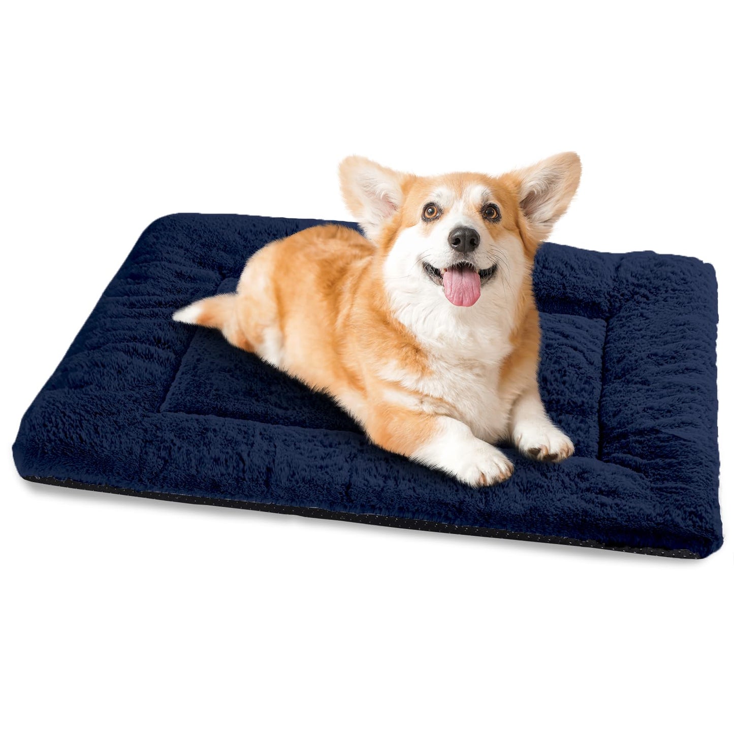 Baodan Washable Dog Bed for Medium Large Dogs Cats, Soft Dog Crate Mattress Mat, Fluffy Comfortable Pet Beds Pad Cushion- XL 106x71 cm, Grey