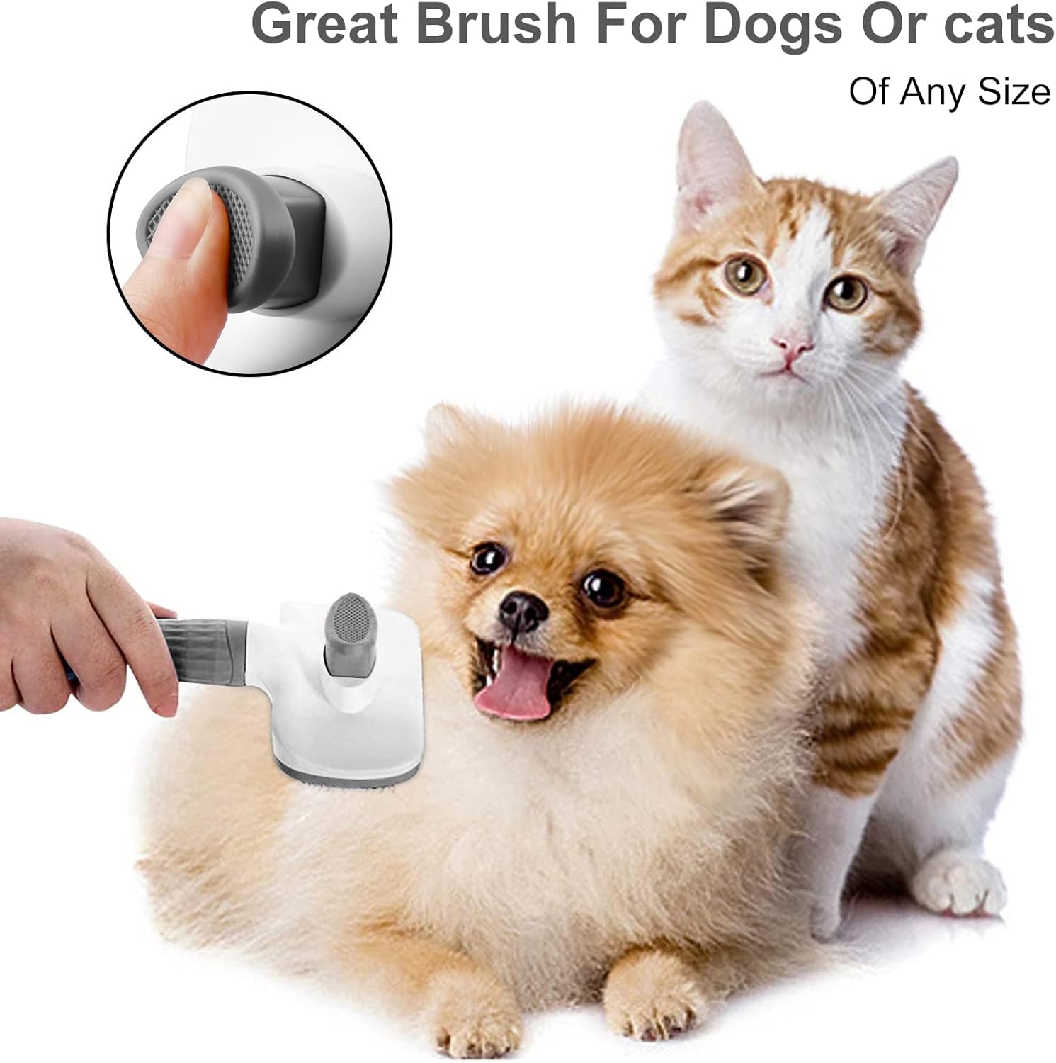 Dog Brush Cat Brush Grooming Comb,Self Cleaning Cat Dog Slicker Brushes with Smooth handle,Pet Grooming Tool with Cleaning Button for Cat Dog Shedding Brush Cat Dog Massage Clean Tangled Brush(Grey) - Comfort Style