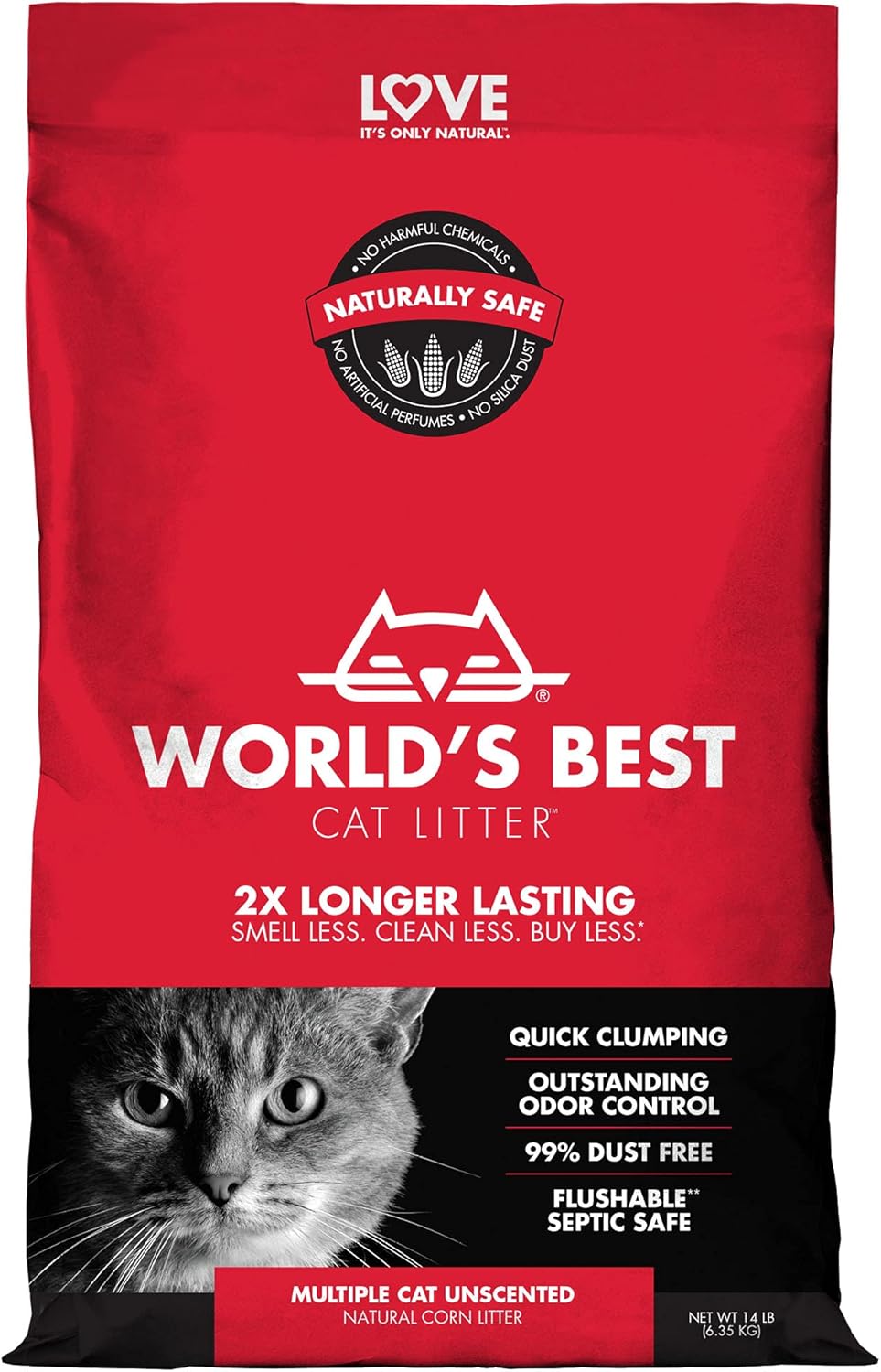 World's Best Cat Litter 28lb,Multiple Cat Unscented, 12.7 kg (Pack of 1) - Comfort Style