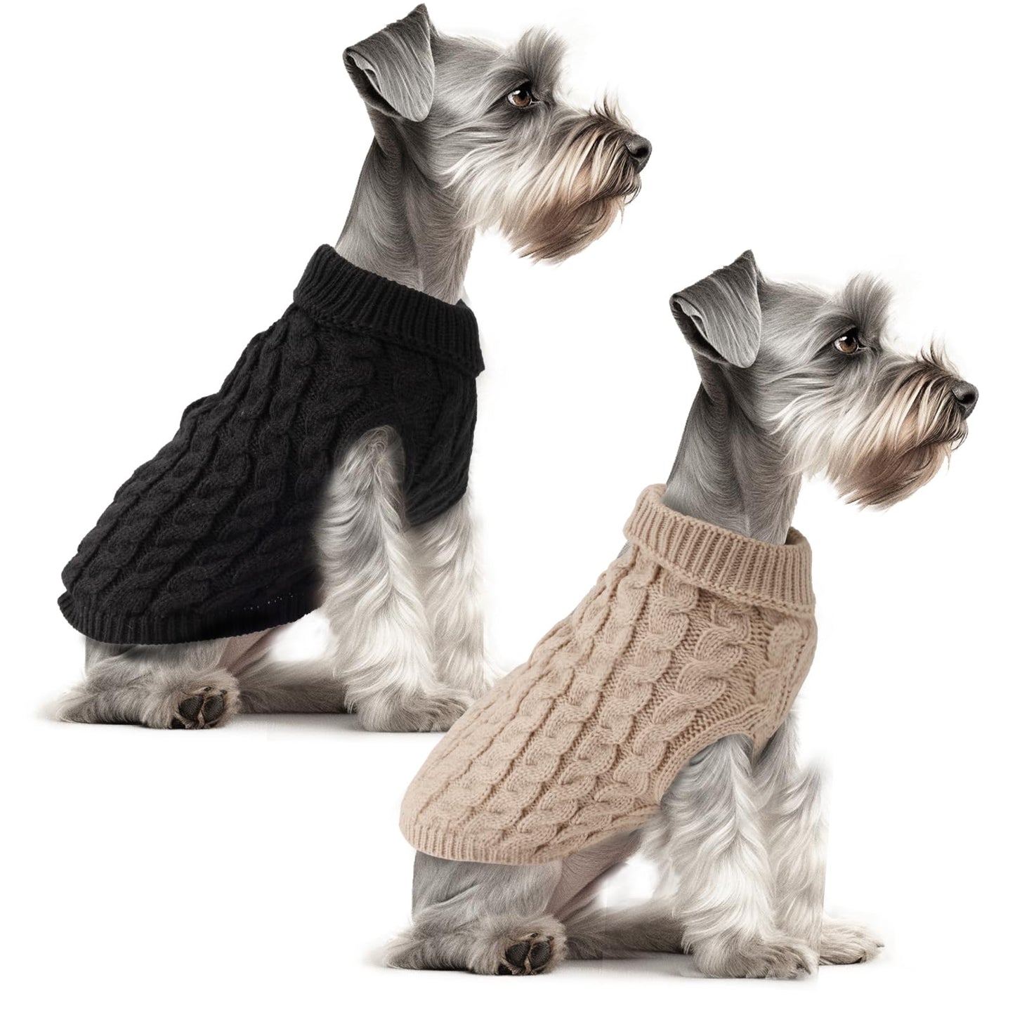 Fiohiros Dog Jumpers Knitted Turtleneck, Warm Winter Dachshund Jumper Cute, Apparel Puppy Twist Striped Vest Dog Clothes for Dogs Cats