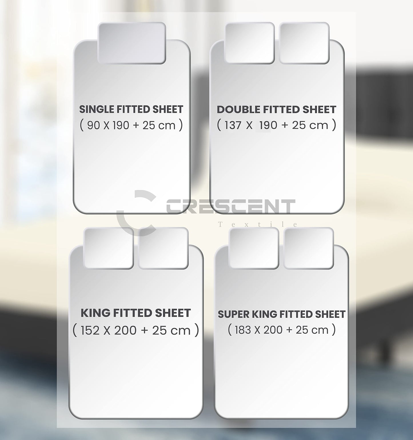 200 Thread Count Hotel Quality Bedding 100% Pure Egyptian Cotton Fitted Sheet - Stretches Up To 25cm Deep