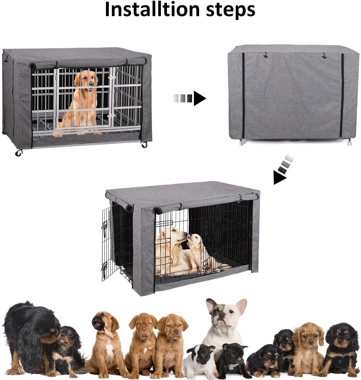 Dog Crate Cover - Durable Windproof Pet Kennel Cover for Wire Cages Indoor Outdoor Protection (30 Inch)
