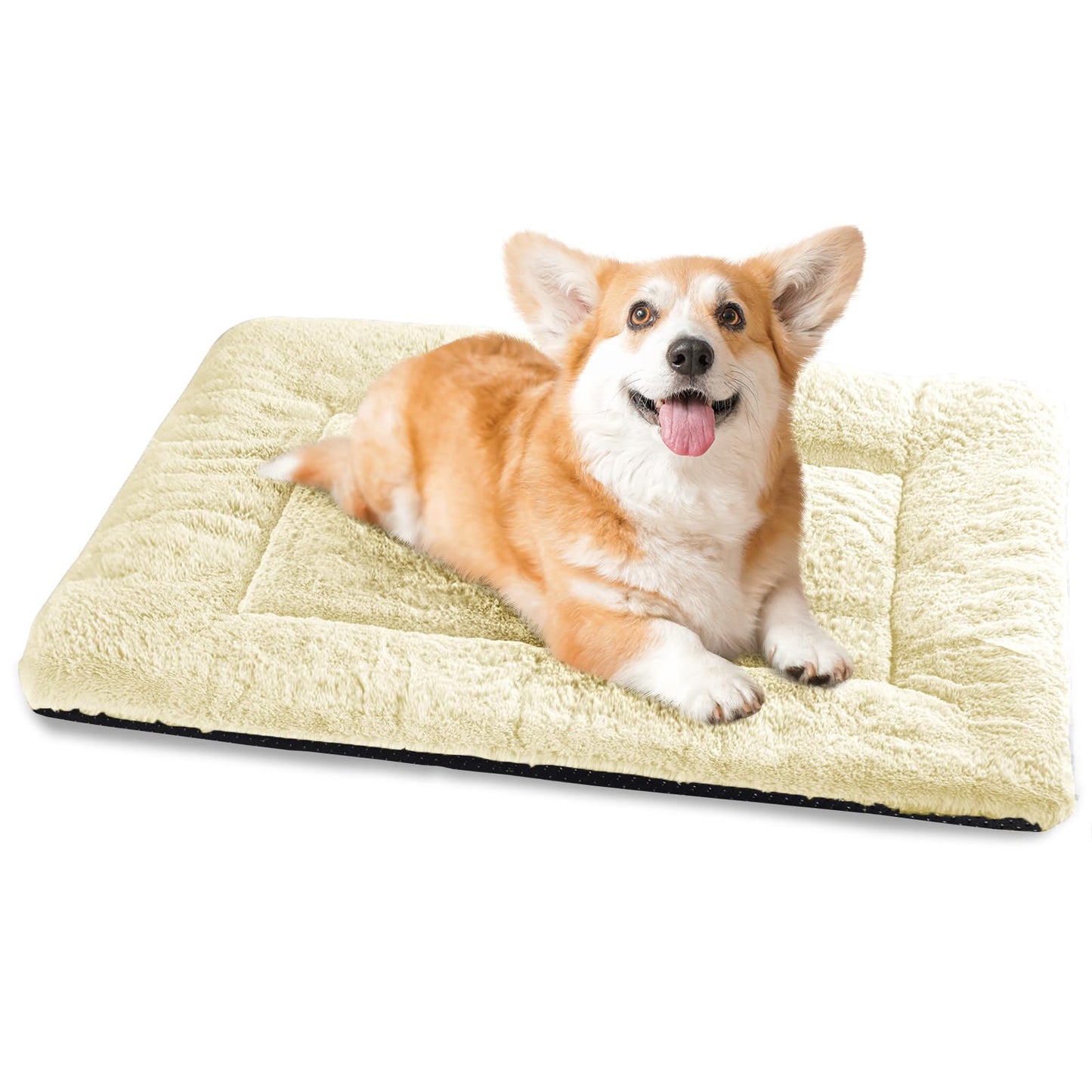 Baodan Washable Dog Bed for Medium Large Dogs Cats, Soft Dog Crate Mattress Mat, Fluffy Comfortable Pet Beds Pad Cushion- XL 106x71 cm, Grey