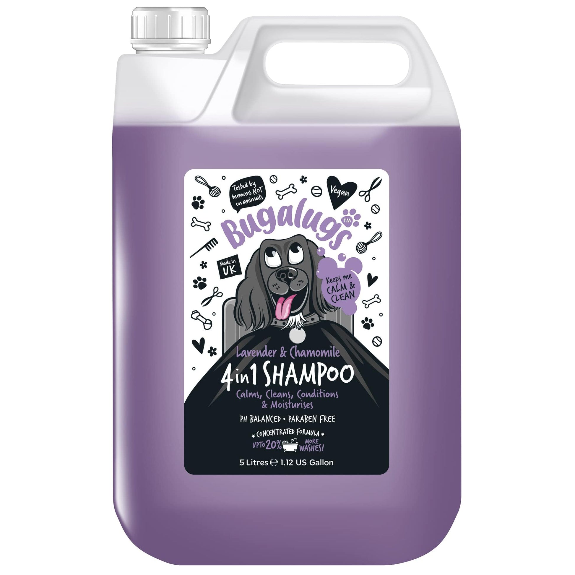 Dog Shampoo by Bugalugs lavender & chamomile 4 in 1 dog grooming shampoo products for smelly dogs, best puppy shampoo, professional groom Vegan pet shampoo & conditioner (625ml)