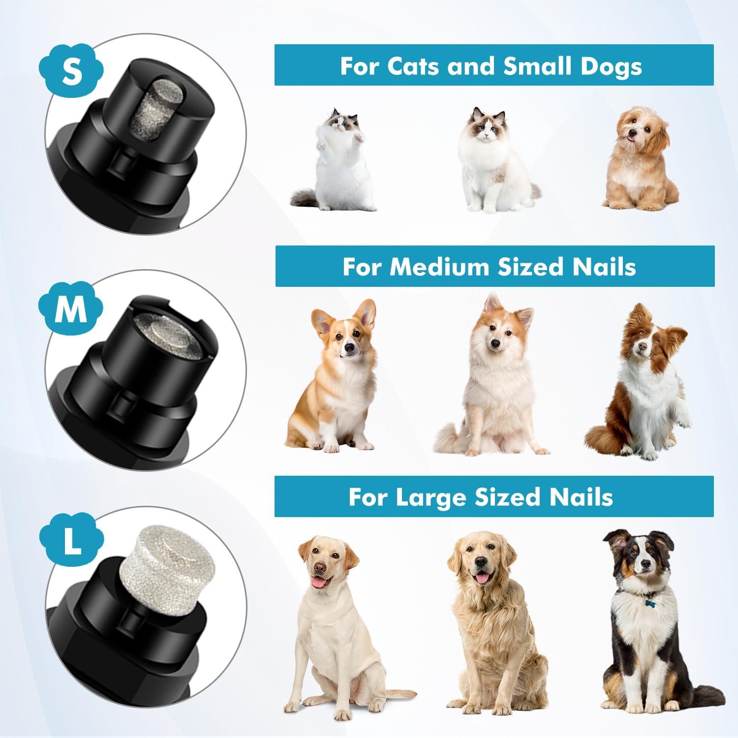 ETENTOUS Pet Dog Nail Grinder, Professional Pet Nail Grinder Low Noise, 2-Speed Mode Dog Claw Grinder Pet Nail Trimmer with LED Light, for Small Medium Large Breed Dog and Cat - Comfort Style