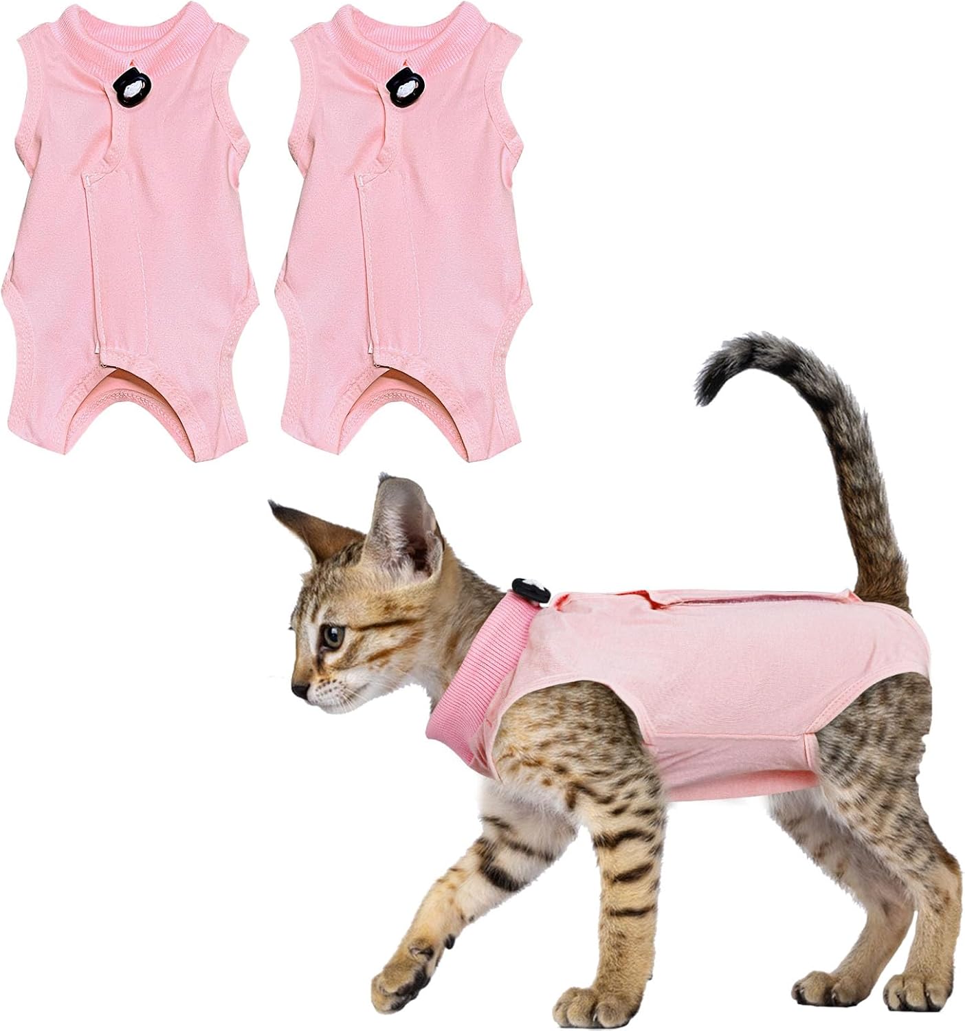 2PCS Cat Professional Recovery Suit, Anti-licking Cat Vest, E-Collar Alternative for Cats, Cat Recovery Suit Post Surgery, Cat Recovery Suit, for Abdominal Wounds or Skin Diseases - Comfort Style