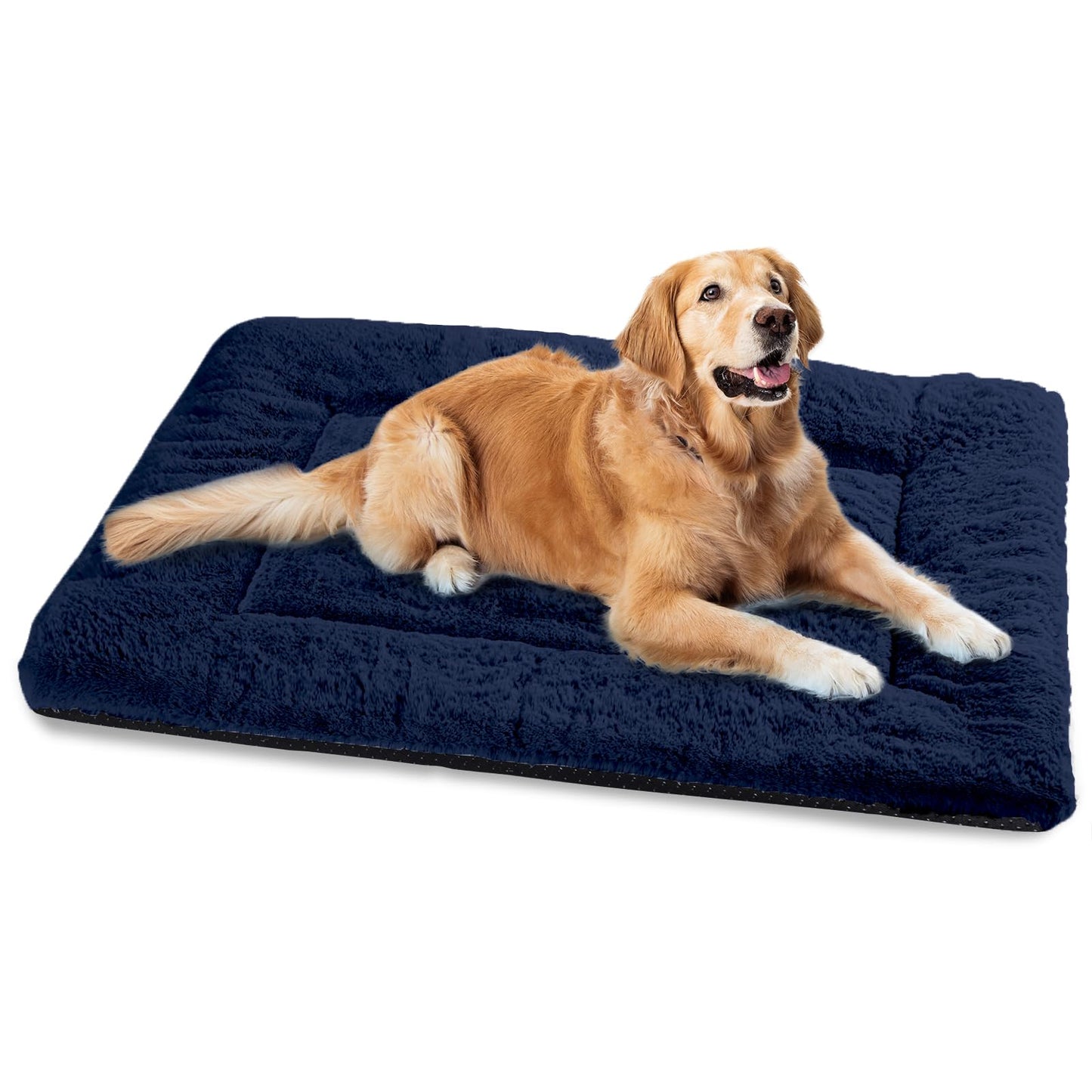 Baodan Washable Dog Bed for Medium Large Dogs Cats, Soft Dog Crate Mattress Mat, Fluffy Comfortable Pet Beds Pad Cushion- XL 106x71 cm, Grey