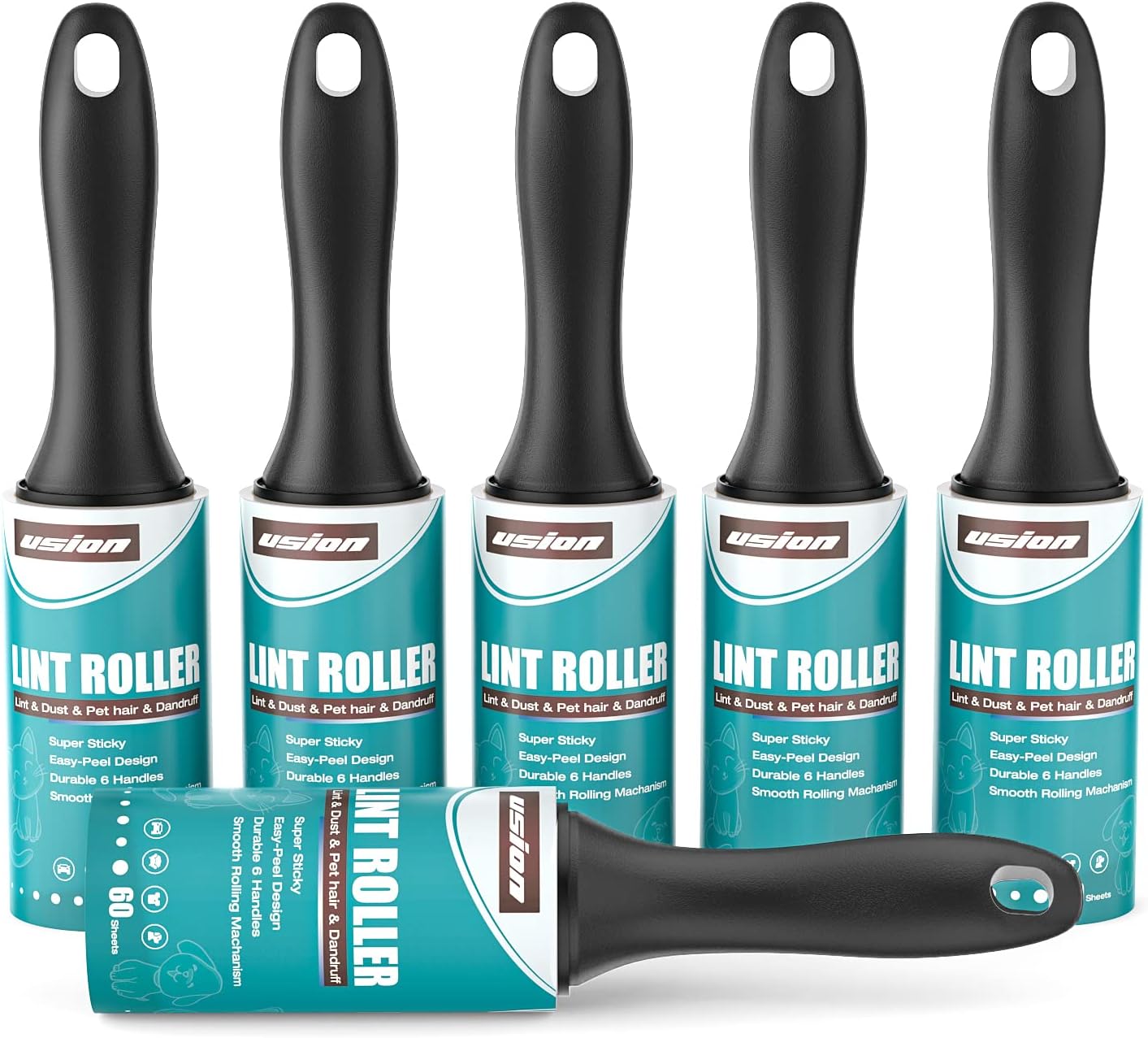 USION Lint Roller - Extra Sticky Lint Rollers for Pet Hair, 480 Sheets of Lint Roller Refills and 2 Handles, Clothes Roller Sticky for Pet Hair Clothes Carpet - Comfort Style
