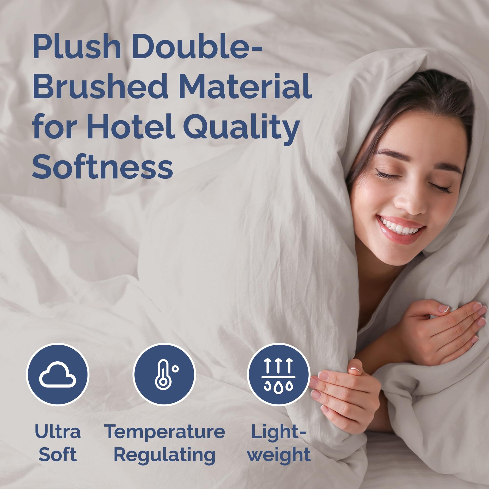 Bedding Duvet Quilt Cover Set with 2 Pillowcases - Hotel Quality - Cooling, Wrinkle-Free, Machine Washable with Zipper & Corner Ties - Super Soft Microfibre-Polyester - Comfort Style