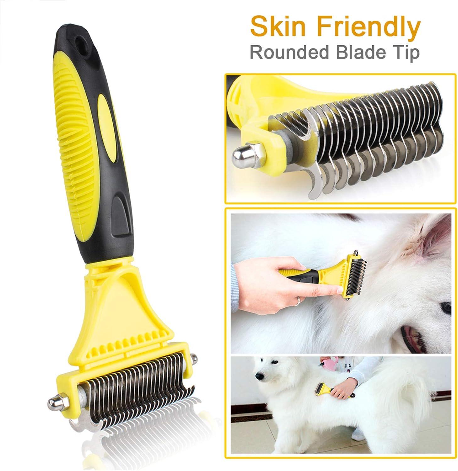 Morpilot Dog Brush Cat Brush Grooming Comb, 23+12 Double Sided Undercoat Rake Dematting Deshedding Tool for Long Hair Pets Cat Dog Slicker Shedding Brushes Efficiently Reduces Hair Loss by up to 90% - Comfort Style