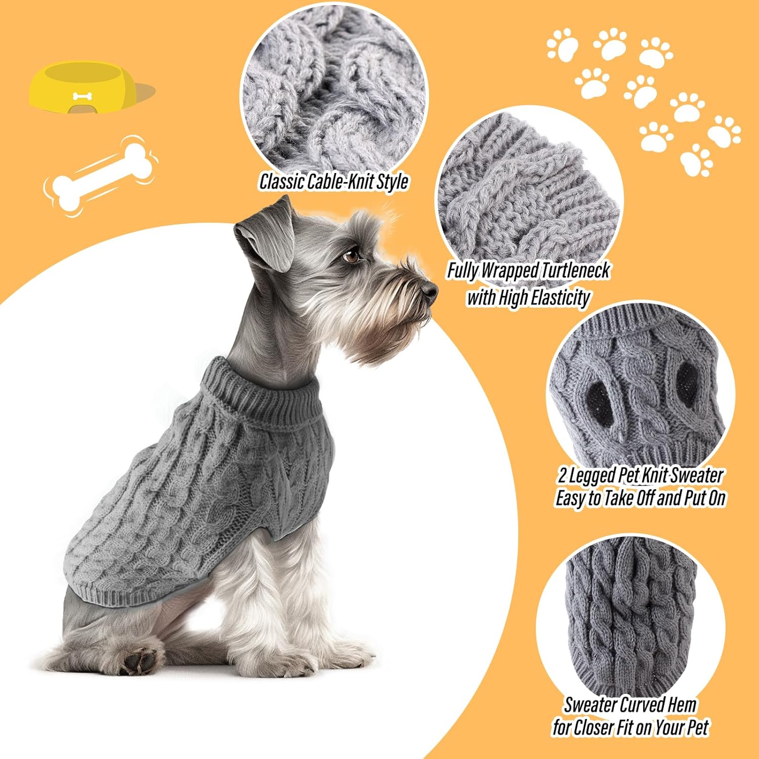 Fiohiros Dog Jumpers Knitted Turtleneck, Warm Winter Dachshund Jumper Cute, Apparel Puppy Twist Striped Vest Dog Clothes for Dogs Cats