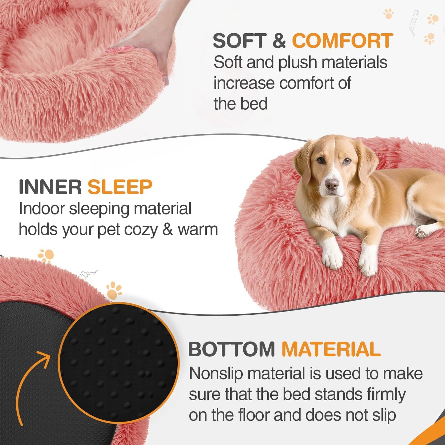 ELYF 50cm Dark Grey Donut Cat Beds for Indoor Cats Clearance, Kitten Bed and Puppy Bed with Anti-Slip Waterproof Bottom, Fluffy Cosy Pet Bedding & Furniture for Small Dog Bed Clearance, Large Cat Bed - Comfort Style