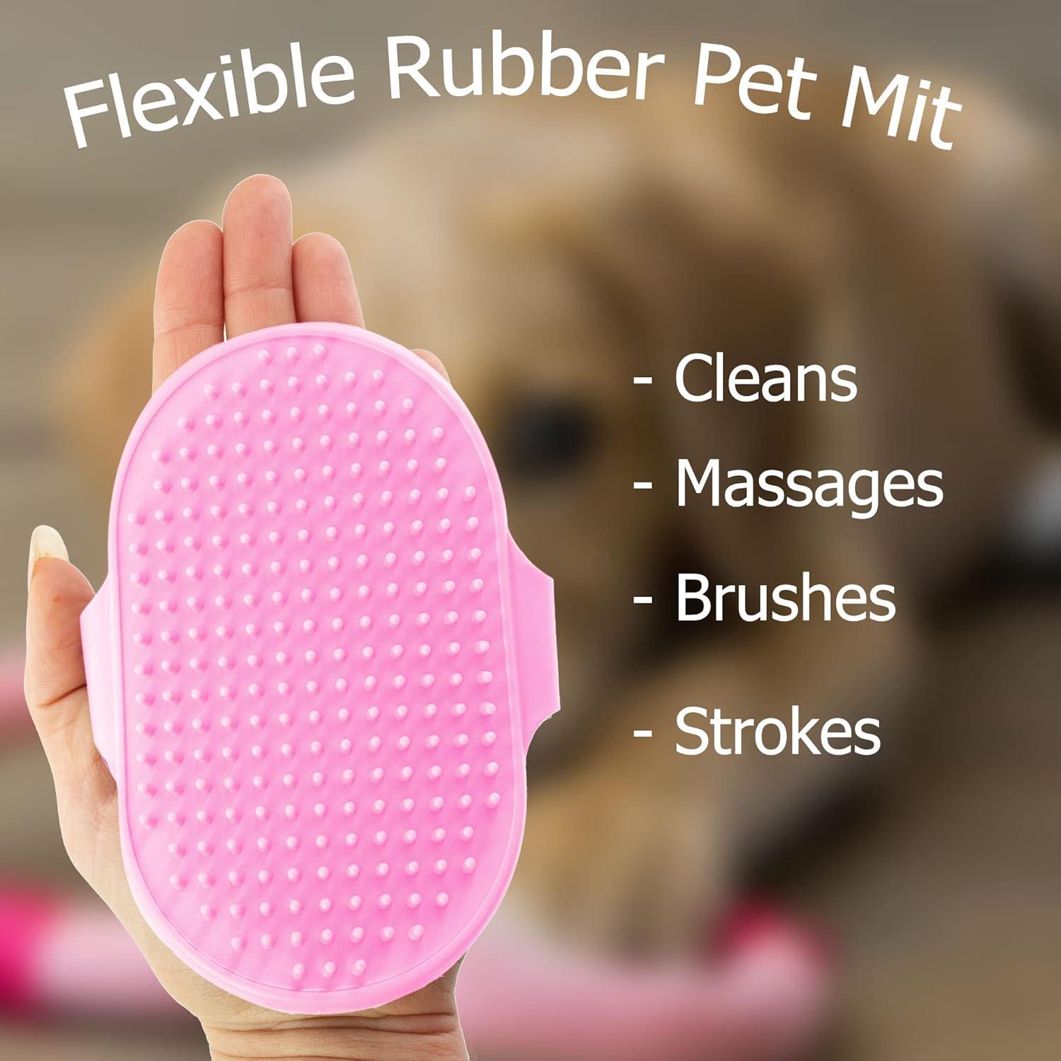 Dog Grooming Rubber Pet Mitt, Flexible Mitt that Stimulates Skin and Removes Loose Fur, Mess-free Suitable for Both Wet Dry Perfect Dogs, Cats, Rabbits with Medium/Short/Curly Hair - Comfort Style