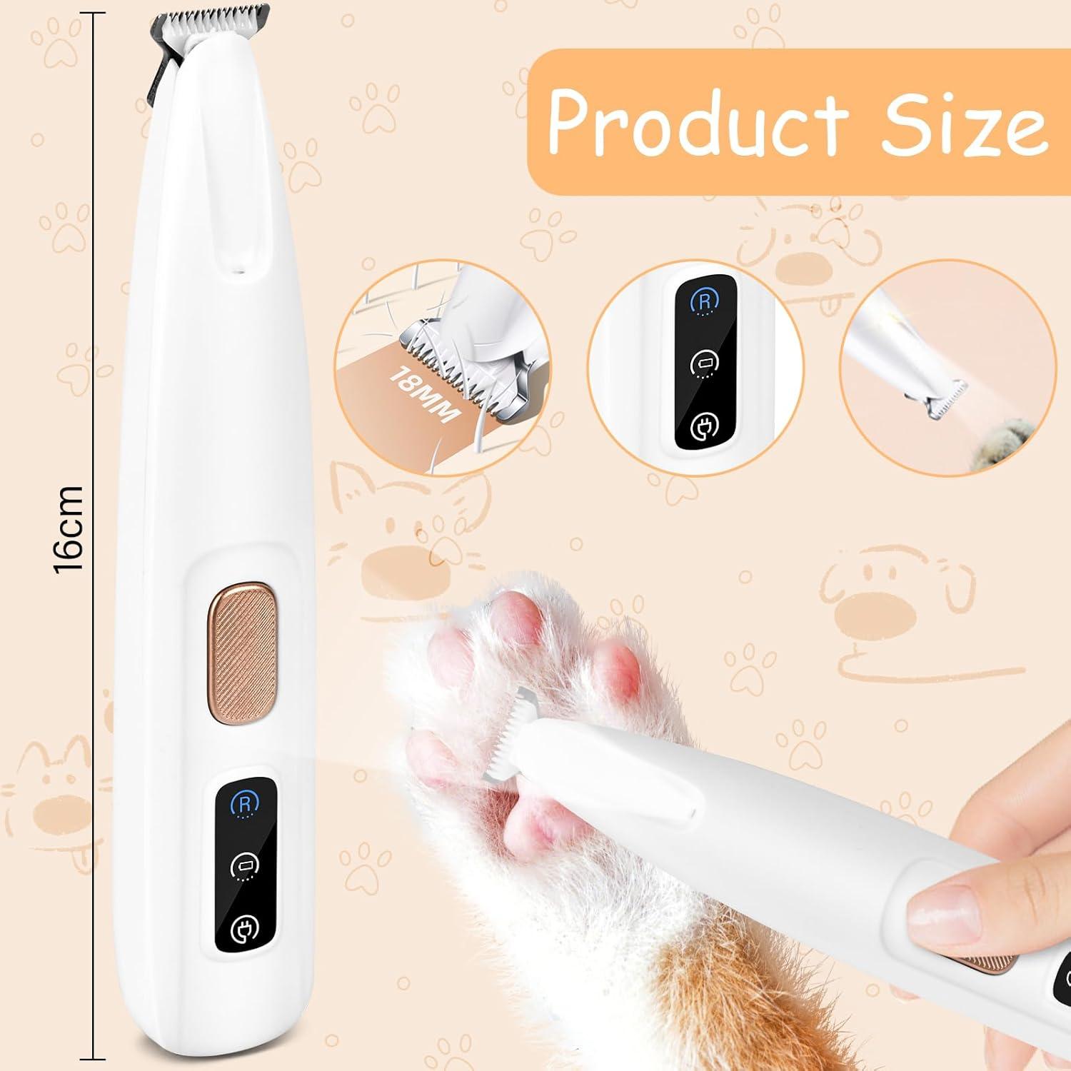 Dog Paw Trimmer Pet Micro Precision Trimmer Quiet Dog Clippers Waterproof Rechargeable Pet Shaver with LED Light Precise Trimming of Hair Around Paws Face and HIPS for Dogs Cats and Animals (White) - Comfort Style