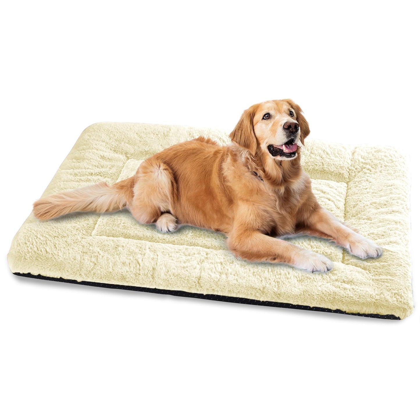 Baodan Washable Dog Bed for Medium Large Dogs Cats, Soft Dog Crate Mattress Mat, Fluffy Comfortable Pet Beds Pad Cushion- XL 106x71 cm, Grey