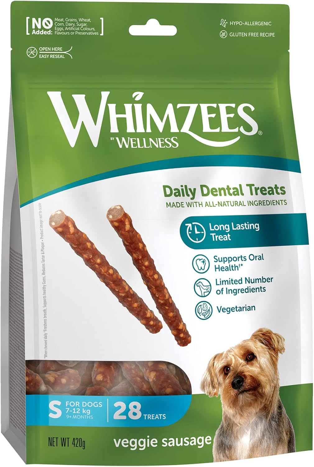 WHIMZEES By Wellness Softer Dog Dental Sticks, 28 Pieces, Size S, Dog Chews for Small Breeds, Gentle Care, Suitable for Senior Dogs, Grain-Free, Rawhide-Free - Comfort Style