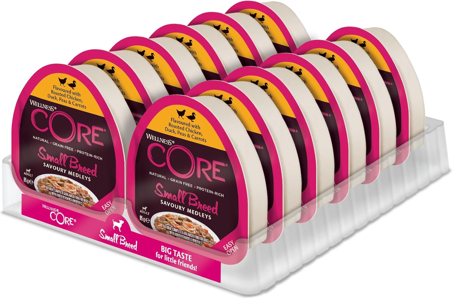 Wellness CORE Small Breed Savoury Medleys, Wet Dog Food Small Dogs, Dog Food Wet Smaller Breed, Grain Free, High Meat Content, Farmer Selection Mix, 85 G (Pack Of 6) - Comfort Style