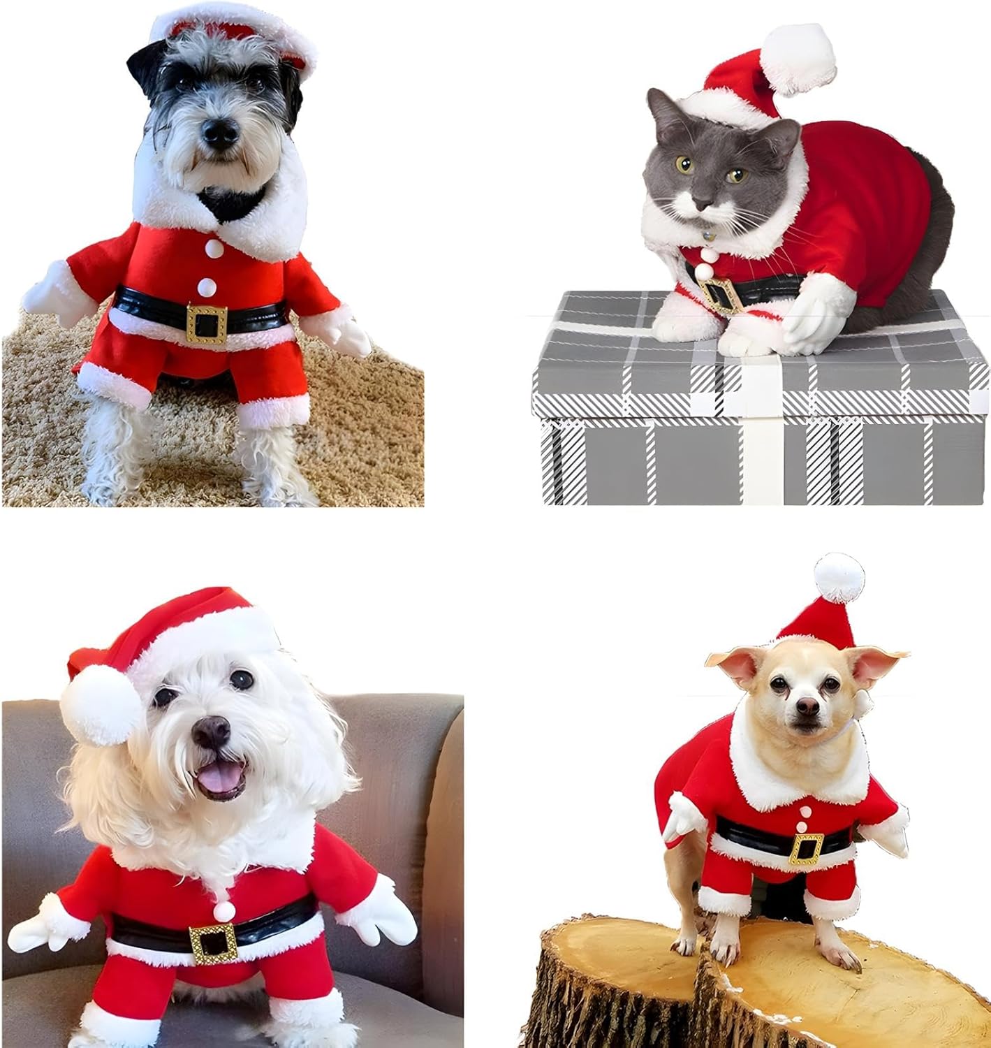 Christmas Dress Santa Claus Dogs Cats Pet Jacket Coat Costume Outfit Clothes