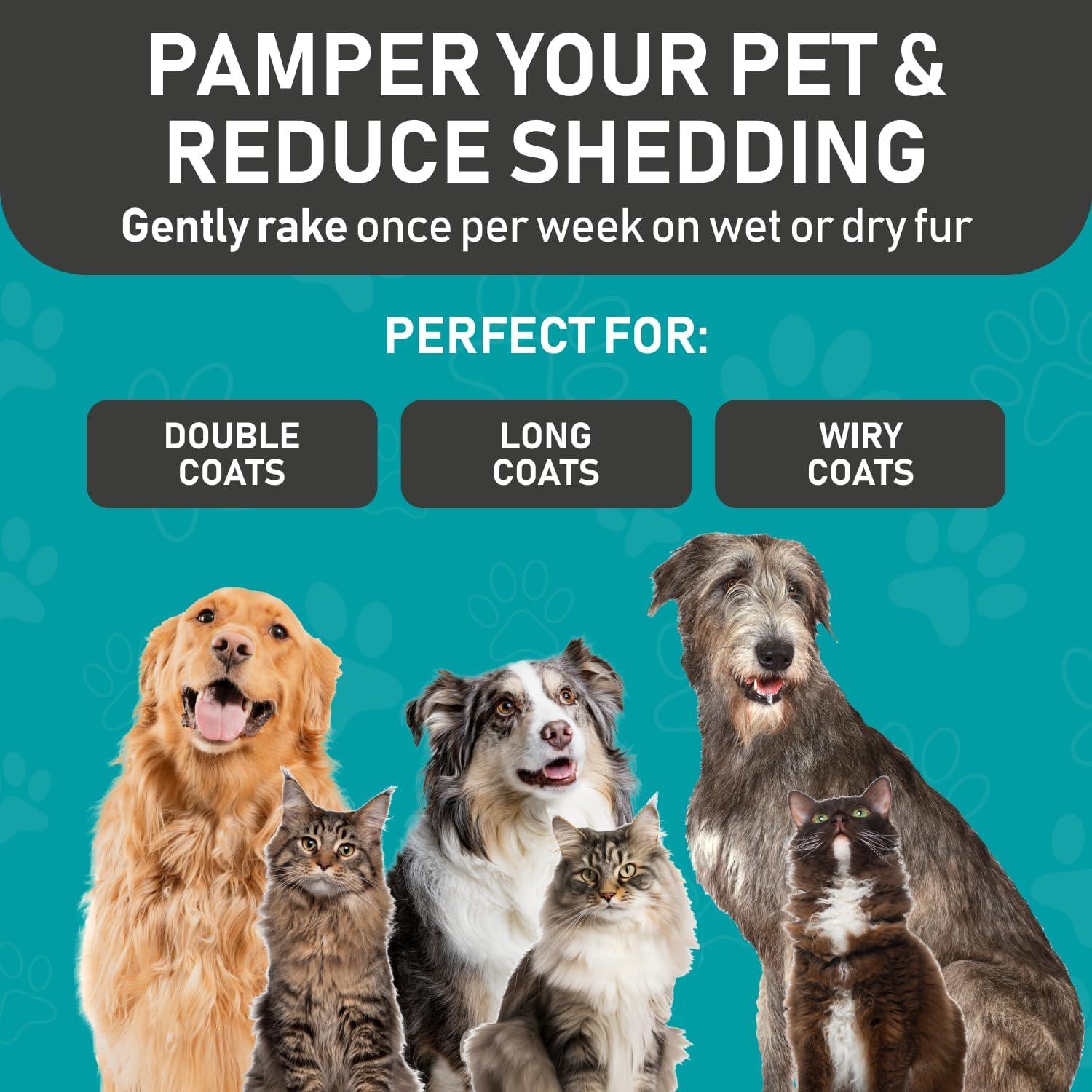 Maxpower Planet Dog Brush - Reduce Shedding by 95% - Double Sided Deshedding Dematting Tool - Undercoat Rake Dog, Cat Brush - Dog Brushes Shedding Hair - Dog Grooming Brush - Cat Grooming Brush, Blue - Comfort Style