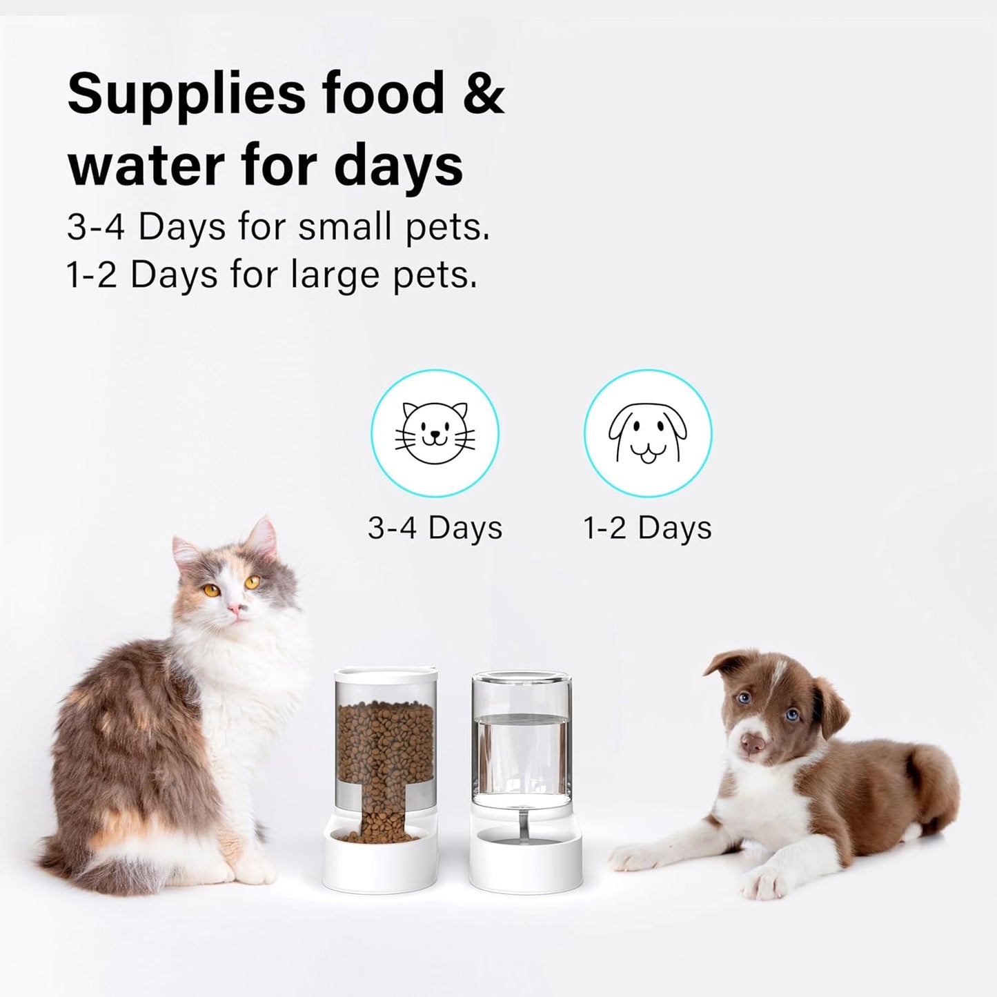 Automatic Food Feeder and Waterer Set 3.2L, 2 Packs Automatic Feeder and Waterer Set,Plastic Dog Food Dispenser and Dog Water Dispenser for Small&Medium Dogs Cats 30x15.5x25cm - Comfort Style