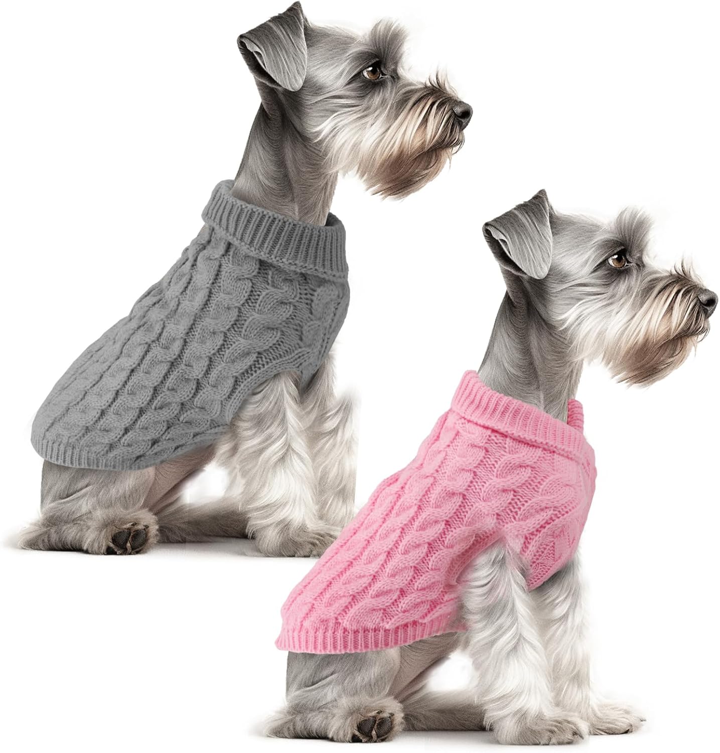 Fiohiros Dog Jumpers Knitted Turtleneck, Warm Winter Dachshund Jumper Cute, Apparel Puppy Twist Striped Vest Dog Clothes for Dogs Cats
