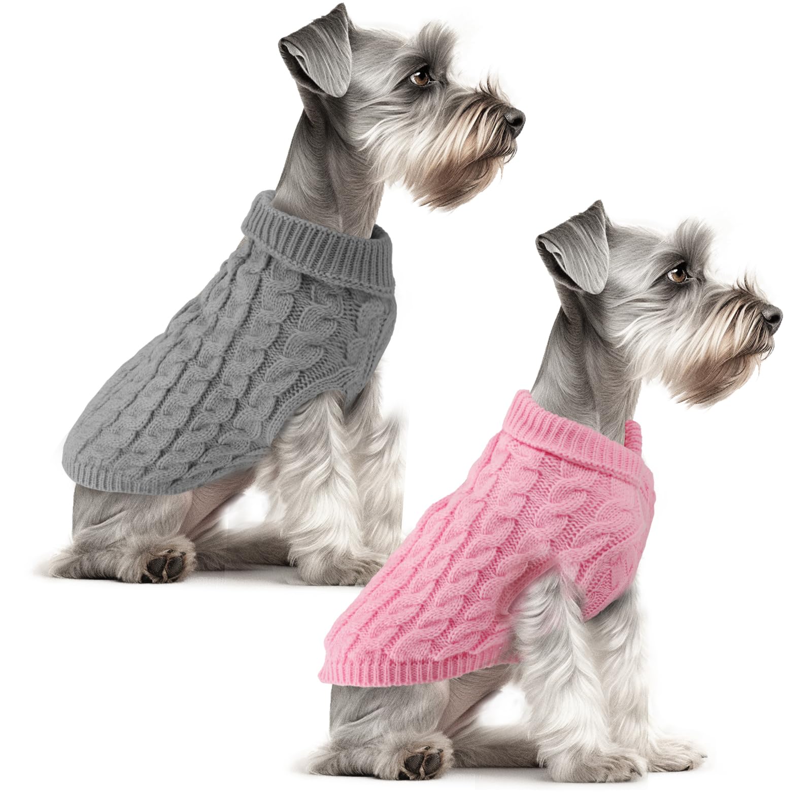 Fiohiros Dog Jumpers Knitted Turtleneck, Warm Winter Dachshund Jumper Cute, Apparel Puppy Twist Striped Vest Dog Clothes for Dogs Cats