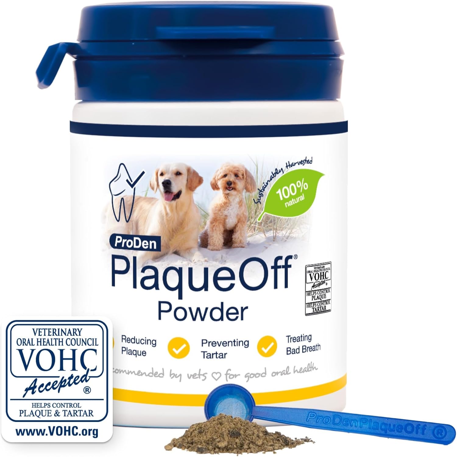 ProDen Plague Off Powder for Cats, 100% Natural Tooth Care Powder, Protects Against Bad Breath, Helps with Tartar and Plaque, Pack of 1 - 40g - Comfort Style
