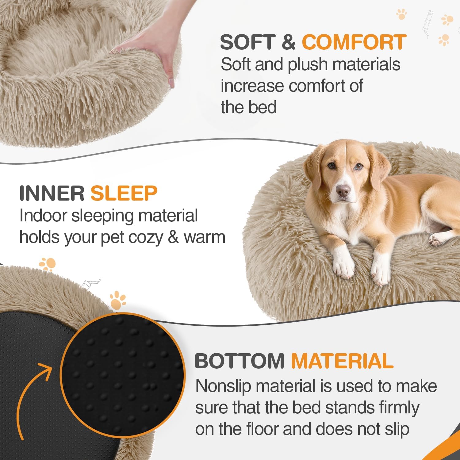 ELYF 50cm Dark Grey Donut Cat Beds for Indoor Cats Clearance, Kitten Bed and Puppy Bed with Anti-Slip Waterproof Bottom, Fluffy Cosy Pet Bedding & Furniture for Small Dog Bed Clearance, Large Cat Bed - Comfort Style
