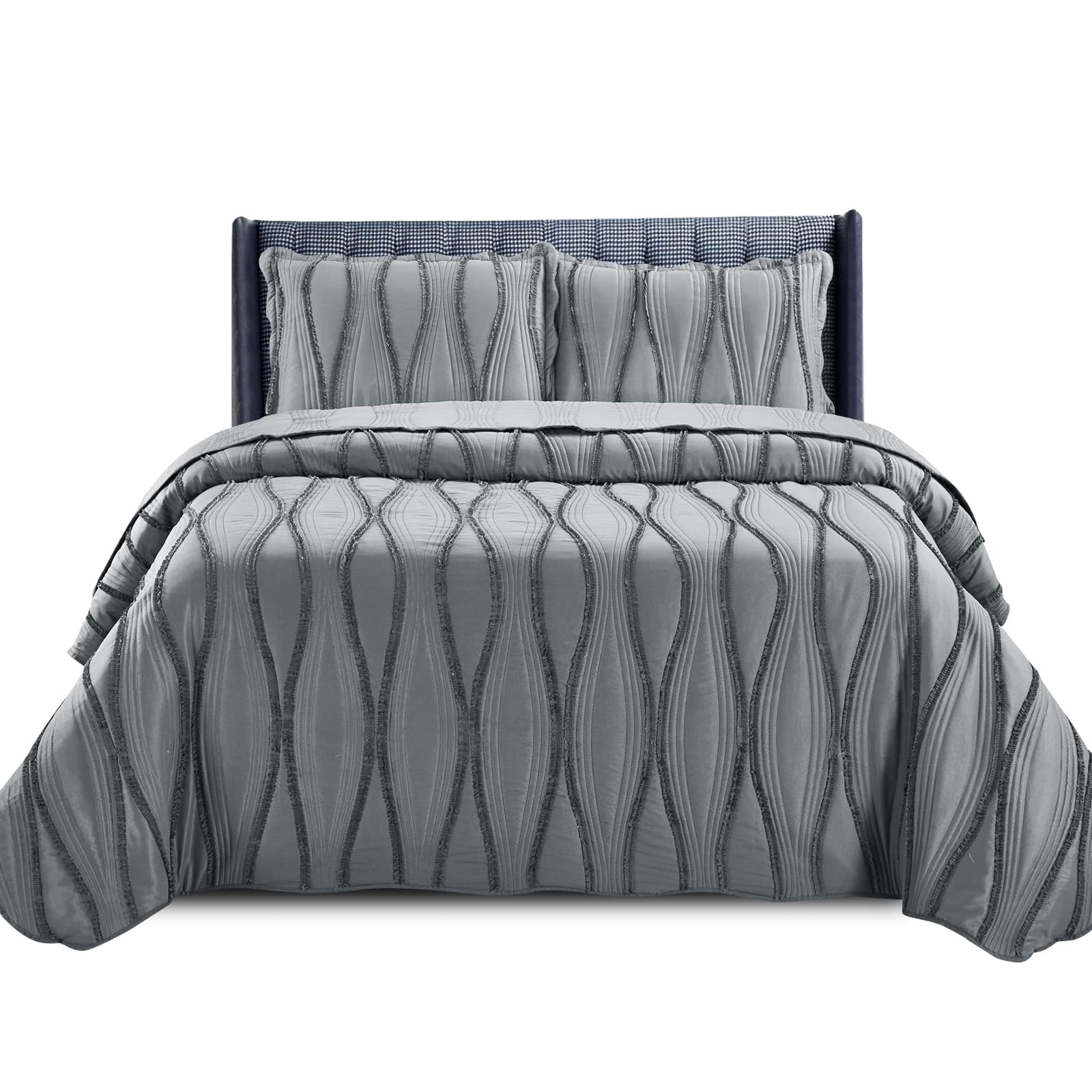 PHP Beautiful Quilted Bedspread Throw Embossed Frilled Pattern Quilt Coverlets Bedspreads Throw Bedding for All Season Comforter Set - Mustard - Single