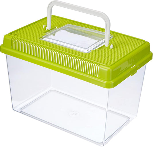 Ferplast Plastic Fish Aquarium GEO Medium Tank 2,5 L Small Animal Container Aquarium Terrarium Insects Turtles, Plastic, Ventilation Grills, Handle for Easy Transport, 23,2 x 15,3 x h 16,6 cm Green - Comfort Style