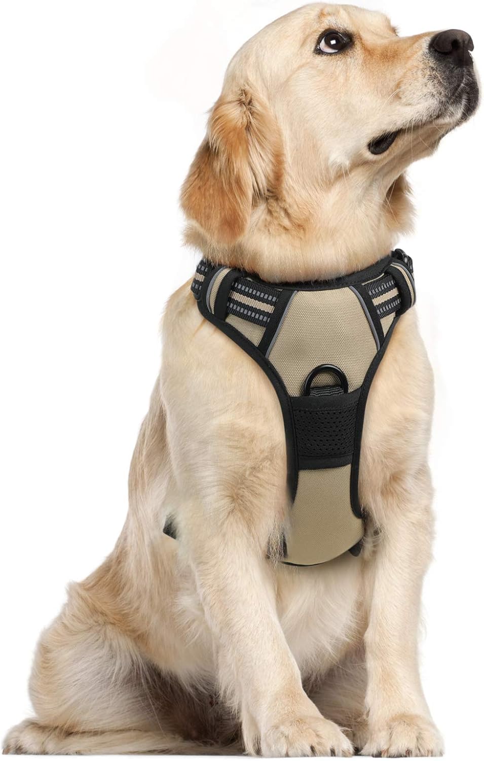 rabbitgoo Dog Harness Large Dog No Pull Pet Harness with 2 Leash Clips, Adjustable Soft Padded Pet Vest, Reflective No-Choke with Easy Control Handle for Training or Walking, Red, L - Comfort Style