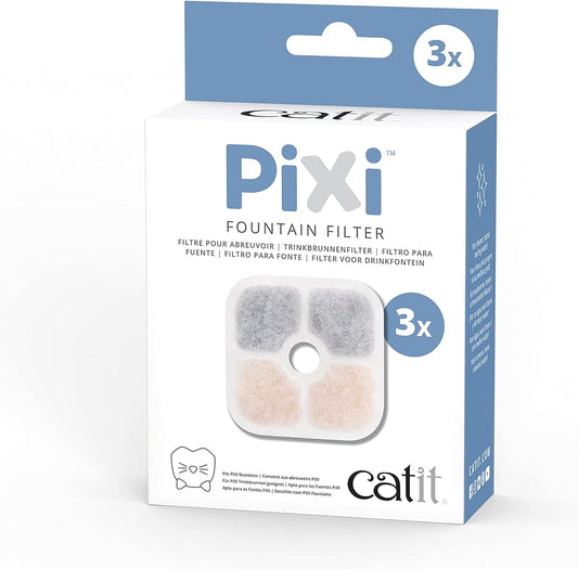 Catit PIXI Cat Drinking Fountain Filter, Triple Action Water Filter, 3-Pack,White - Comfort Style