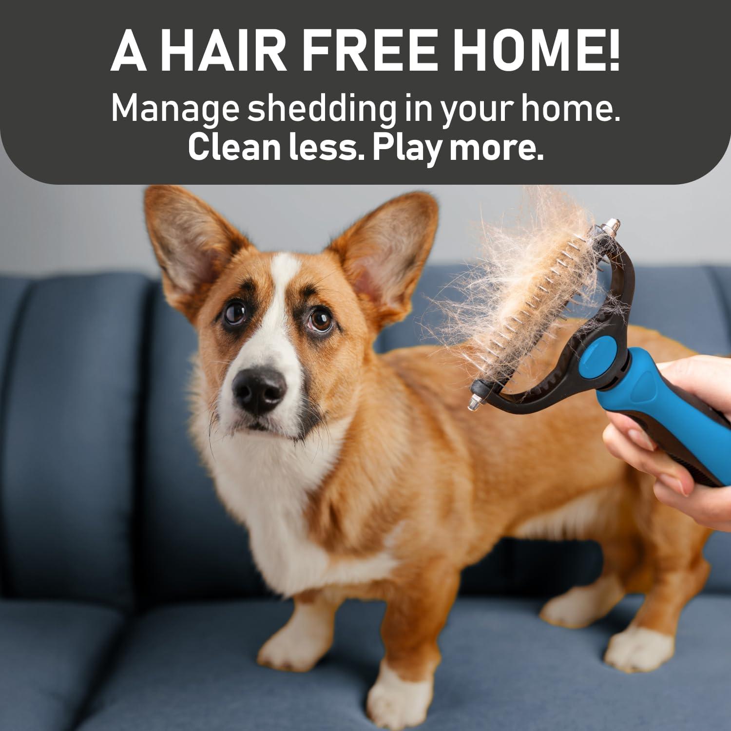 Maxpower Planet Dog Brush - Reduce Shedding by 95% - Double Sided Deshedding Dematting Tool - Undercoat Rake Dog, Cat Brush - Dog Brushes Shedding Hair - Dog Grooming Brush - Cat Grooming Brush, Blue - Comfort Style