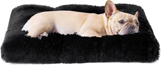 EHEYCIGA Calming Dog Bed Medium, Fluffy Anti Anxiety Dog Bed, Washable Dog Cushion Bed for Crate, Dog Mat Mattress with Anti-Slip Bottom, Grey, 75x50x7.5cm - Comfort Style