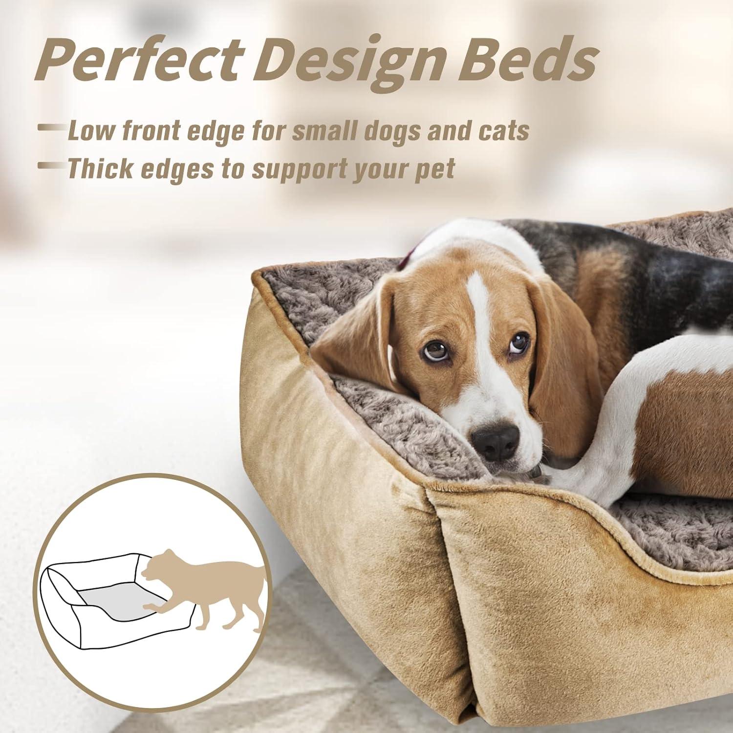 JOEJOY Dog Bed Medium - Washable Dog Bed Anti-Anxiety Dog Bed Soft Plush Dog Bed Rectangle Non-Slip Bottom Pet Bed - Small | Medium | Large Size Mattress Mat For Dog, Grey - Comfort Style