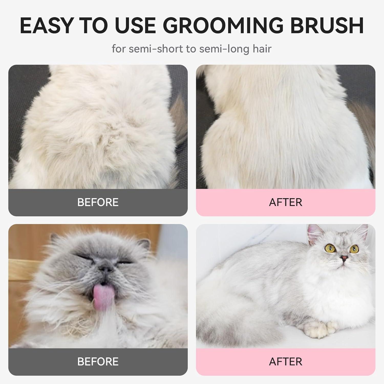 aumuca Cat Brush with Release Button, Cat Grooming Brush for Long or Short Haired Cats, Cat Hair Brush for Shedding Cat Comb for Pets Removing Loose Fur and Massage, White - Comfort Style